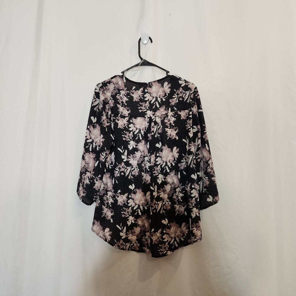 MIMI CHICA Black Purple Floral Lightweight Kimono Womens Medium M Boho Bohemian - Picture 5 of 7